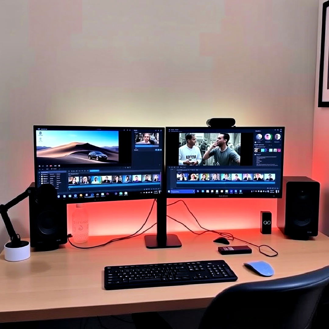 dual monitor setup to manage multiple tasks