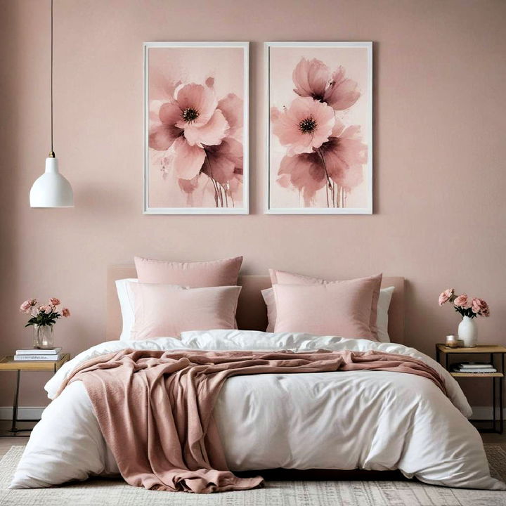 dusty rose bedroom wall art