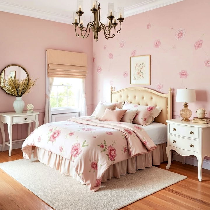 dusty rose floral print bedding