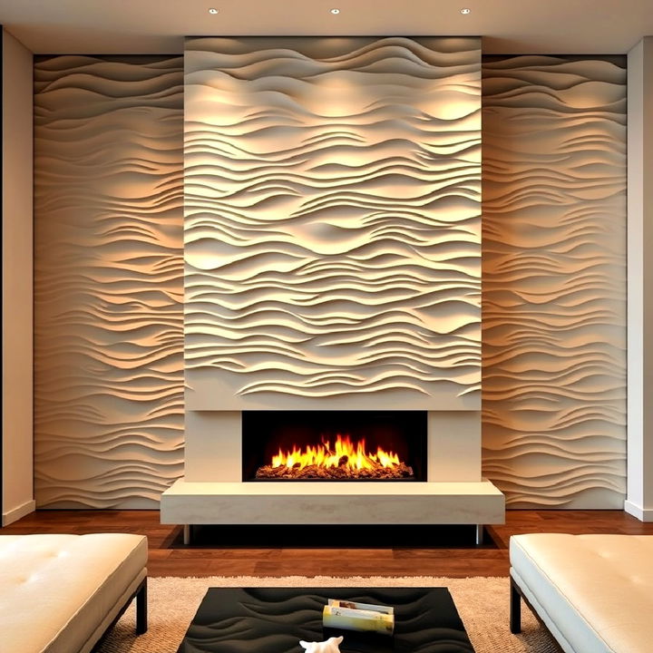 dynamic and subtle 3d panel fireplace wall