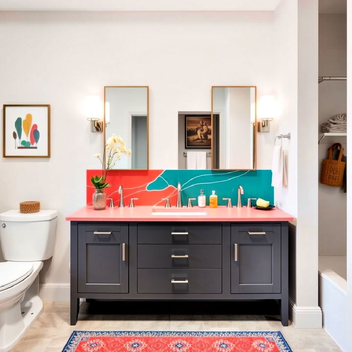 dynamic vanity with a vibrant countertop