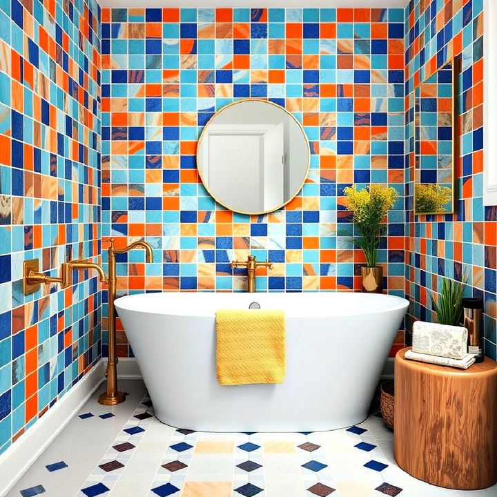 dynamic vibrant tile patterns for bathroom