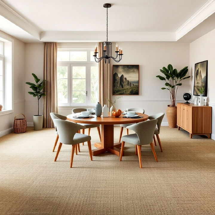 earth tone carpet for dining room