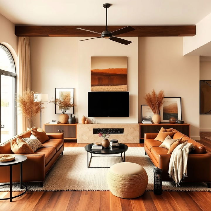 earthy brown living room