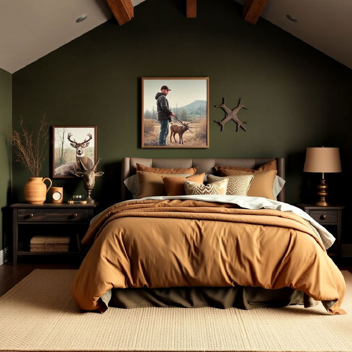 earthy color palette hunting bedroom