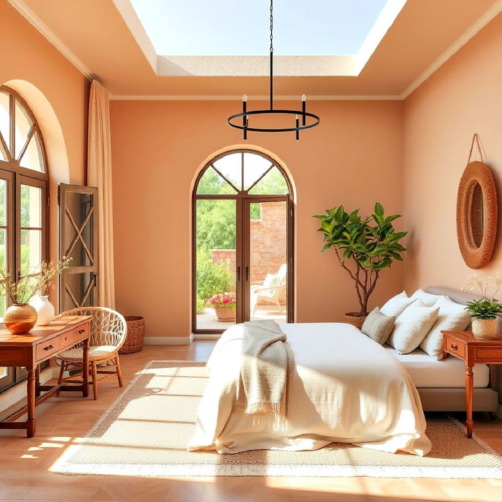 earthy colored mediterranean bedroom walls