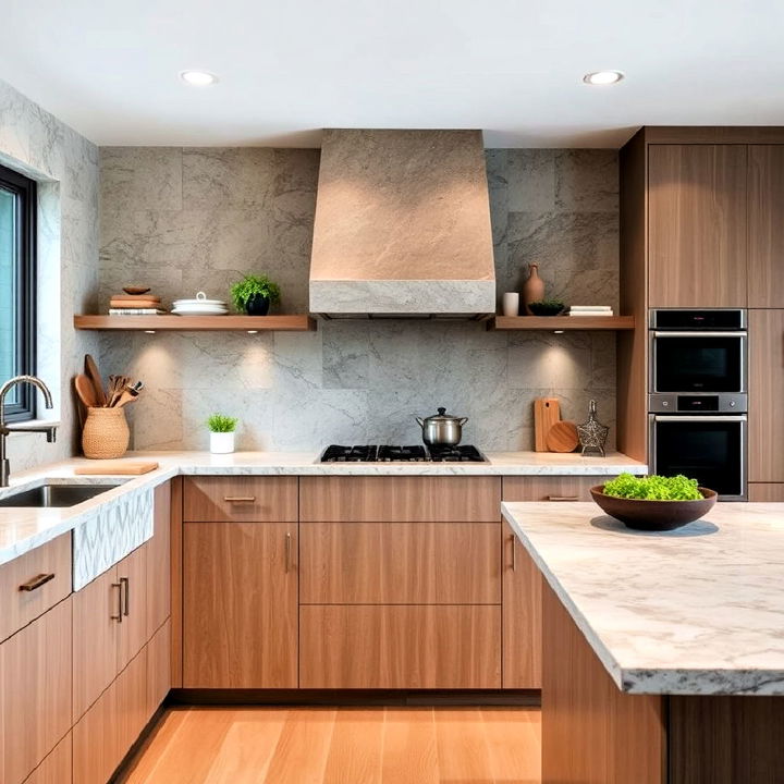 earthy kitchen stone countertop for a solid organic feel