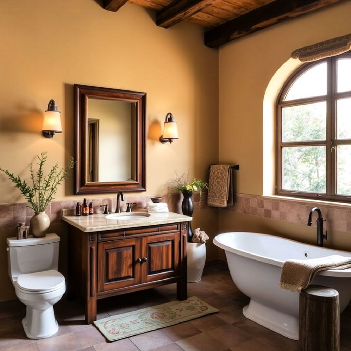 earthy tones tuscan bathroom