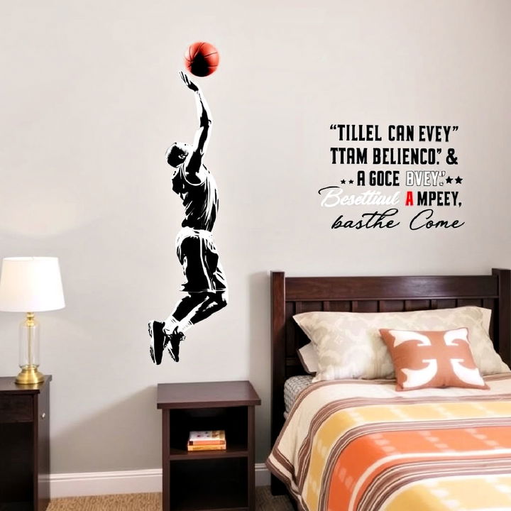 easy to apply basketball themed wall decals