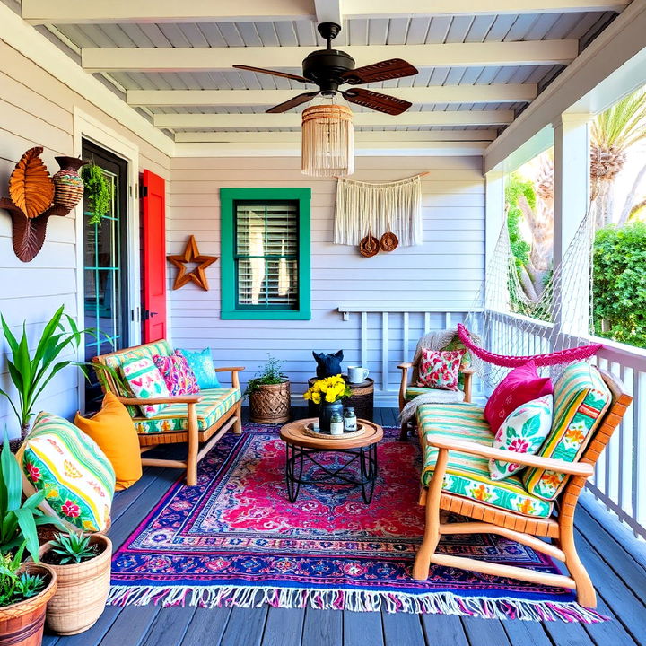 eclectic bohemian deck for a relaxed vibe