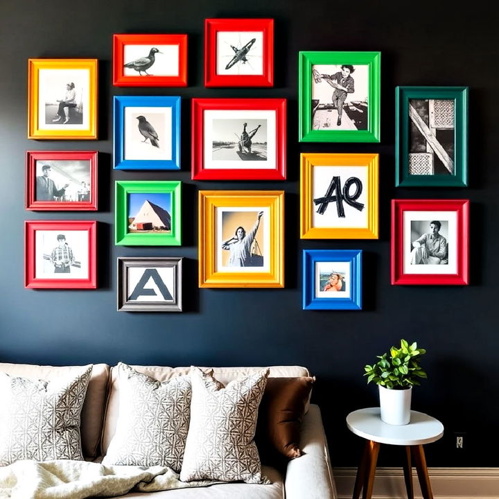 eclectic mixed colored frame gallery