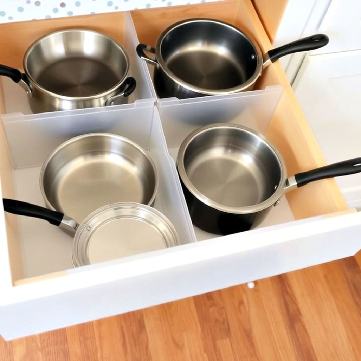 efficient pot and pan drawer dividers