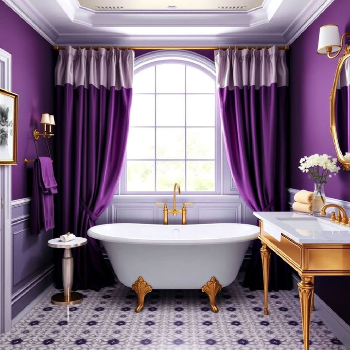 elegance bathroom violet curtains