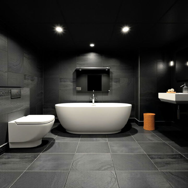 elegance black floor tiles with textured patterns