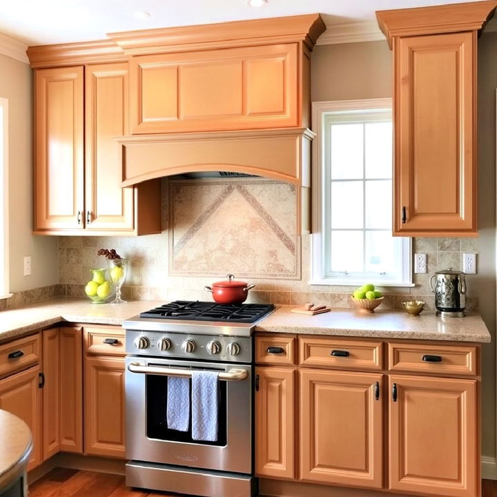 elegance crown molding to maple kitchen cabinets