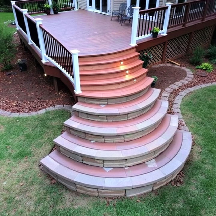 elegance curved deck steps