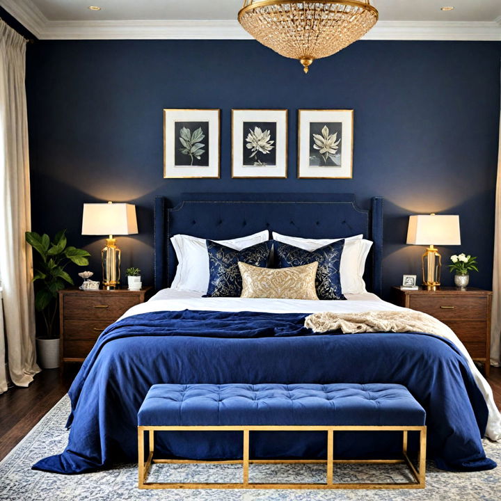 elegance deep navy walls for bedroom