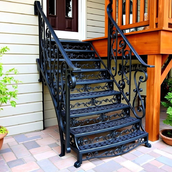 elegance ornate iron deck steps