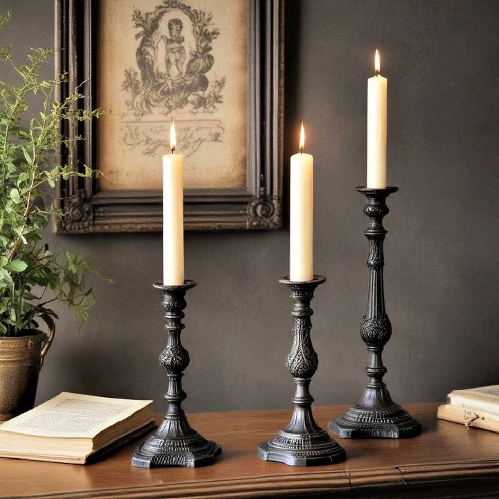 elegant and antique candlestick holders