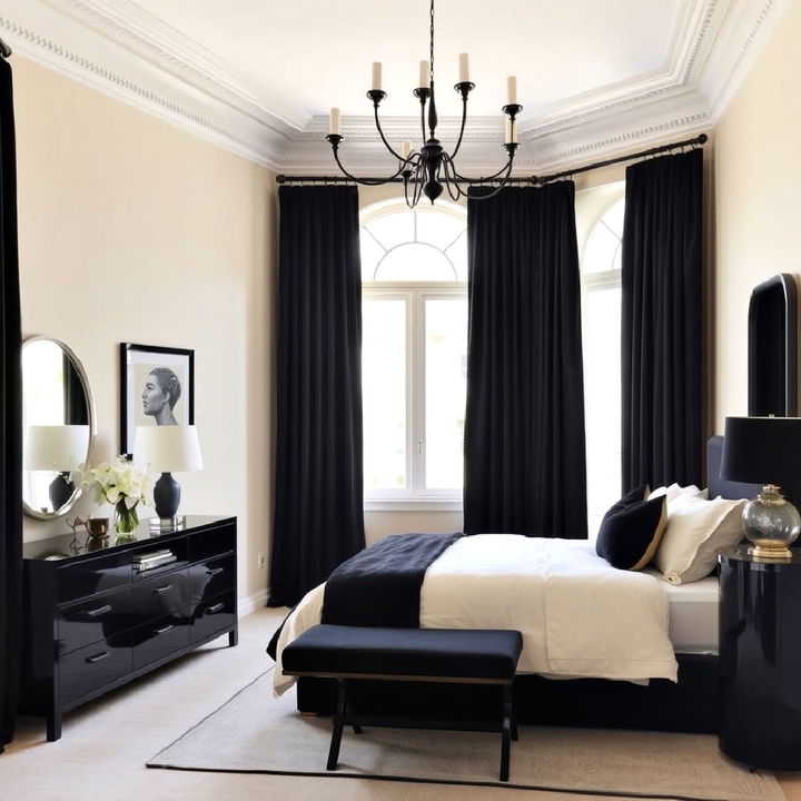 elegant black curtains for bedroom