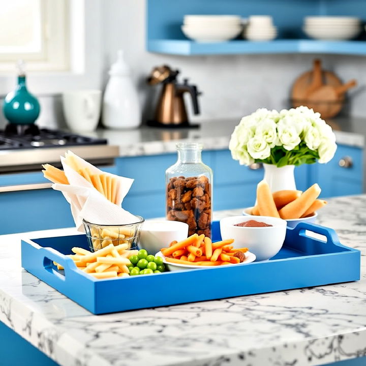 elegant blue serving tray