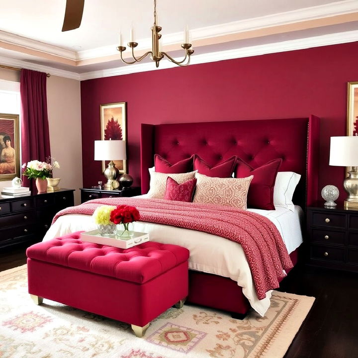 elegant burgundy furniture pieces