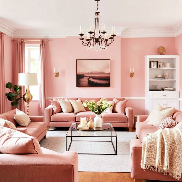 elegant dusty pink living room