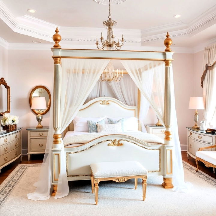 elegant four poster bed for a regal feel