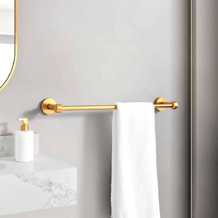 elegant gold towel bars with marble accents