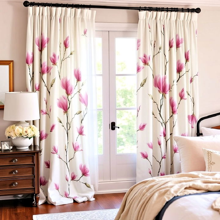 elegant magnolia themed curtains