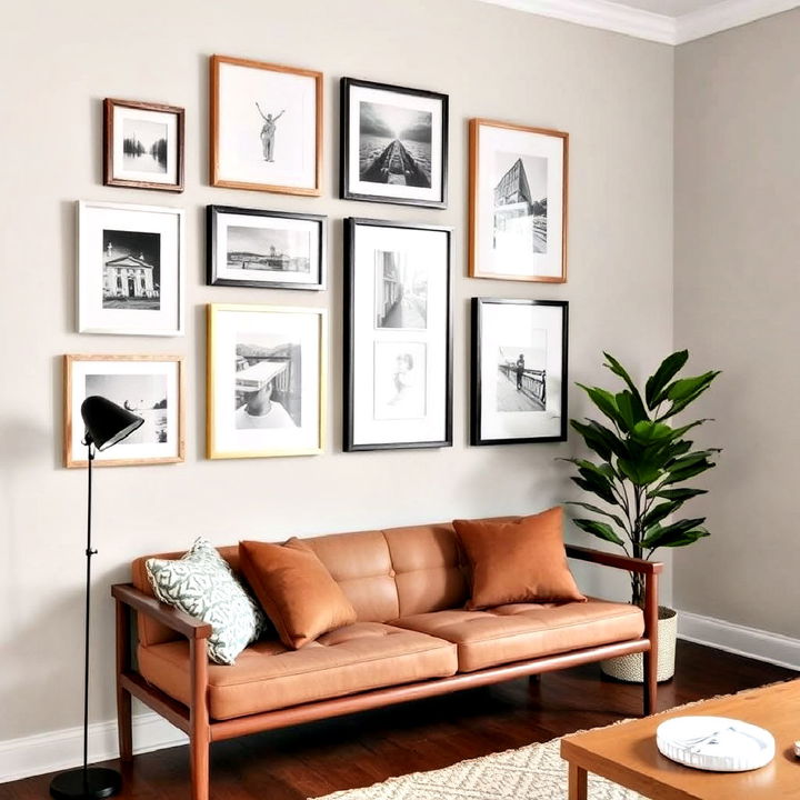 elegant mixed outline frames wall display