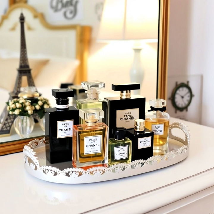 elegant parisian perfume display