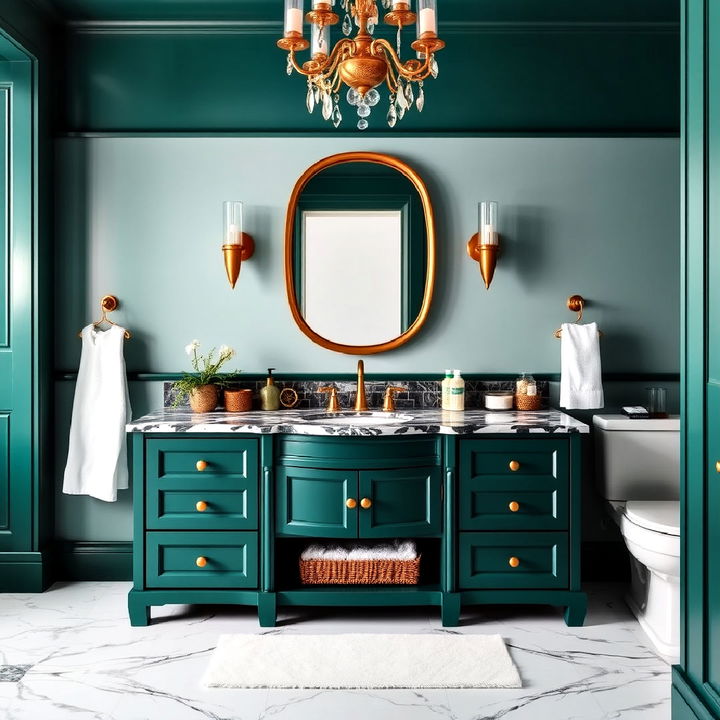 elegant peacock green vanity