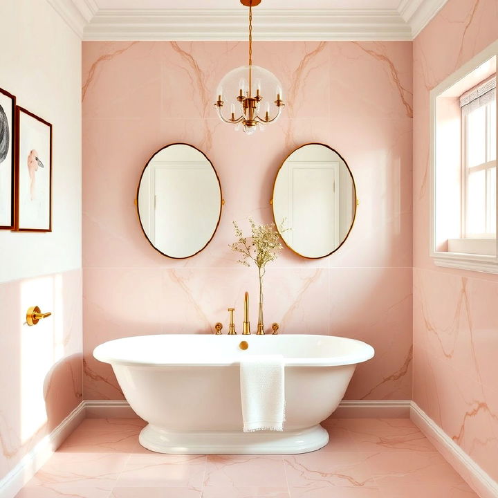 elegant pink marble bathroom tiles