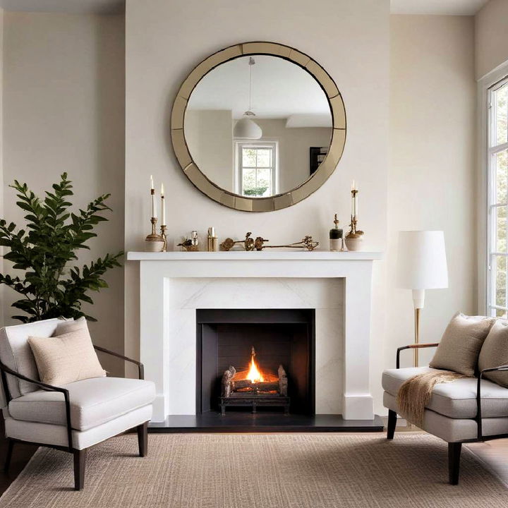 elegant round mirror for over fireplace