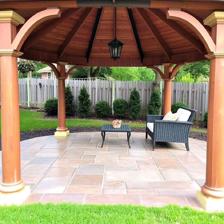 elegant stone tile gazebo flooring