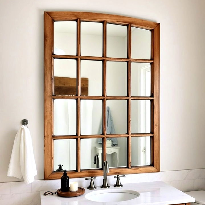 elegant vintage windowpane mirror design