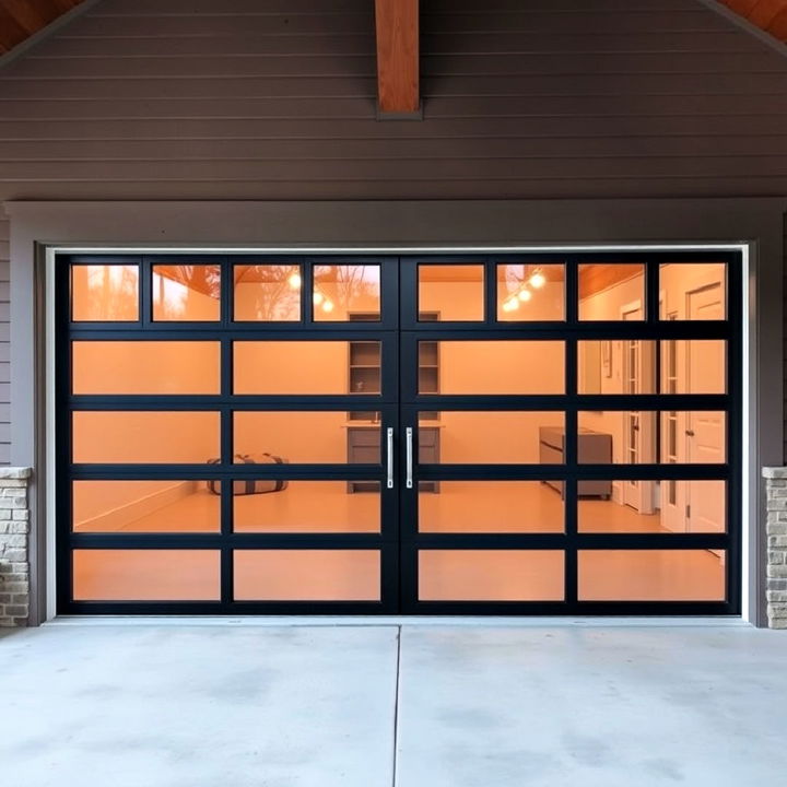 elevate your garage’s look with black and glass door