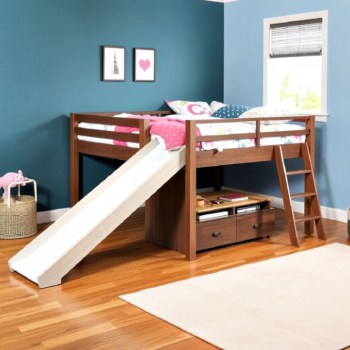 elevated platform bed with slide