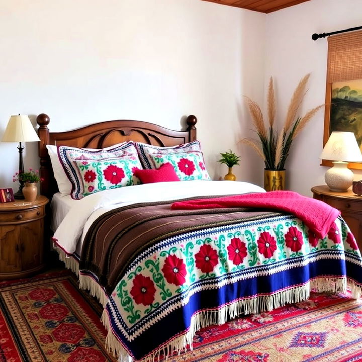 embroidered bedding for mexican bedroom