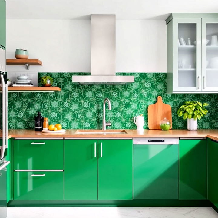 emerald green backsplash for a pop of color