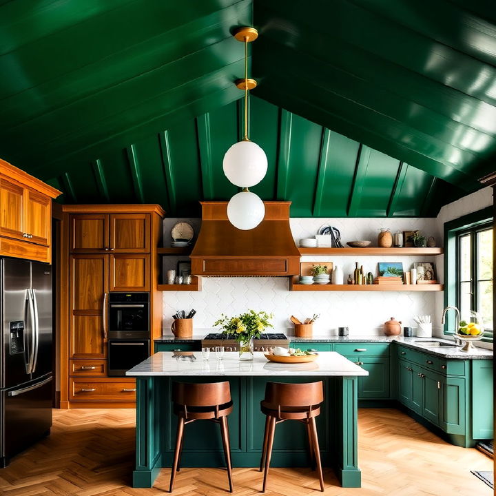 emerald green ceiling for a dramatic look