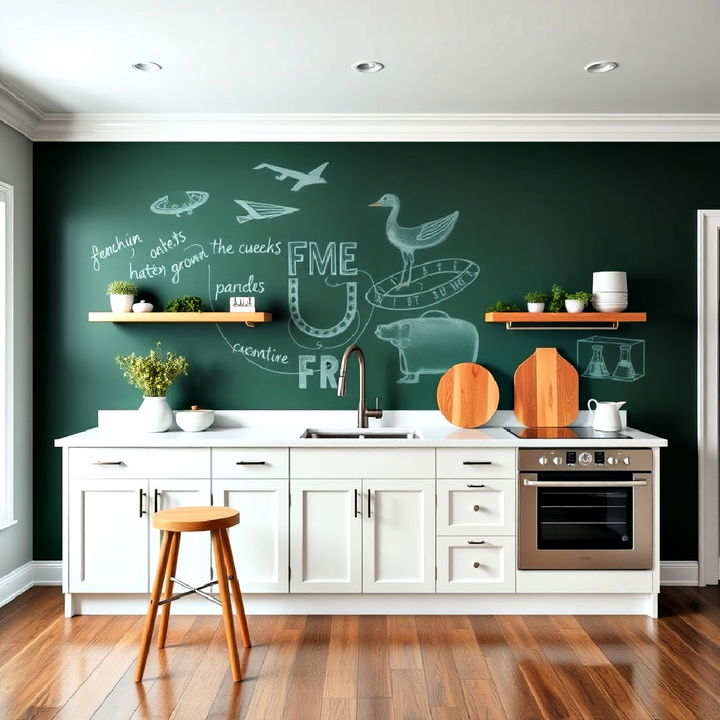 emerald green dynamic kitchen accent wall