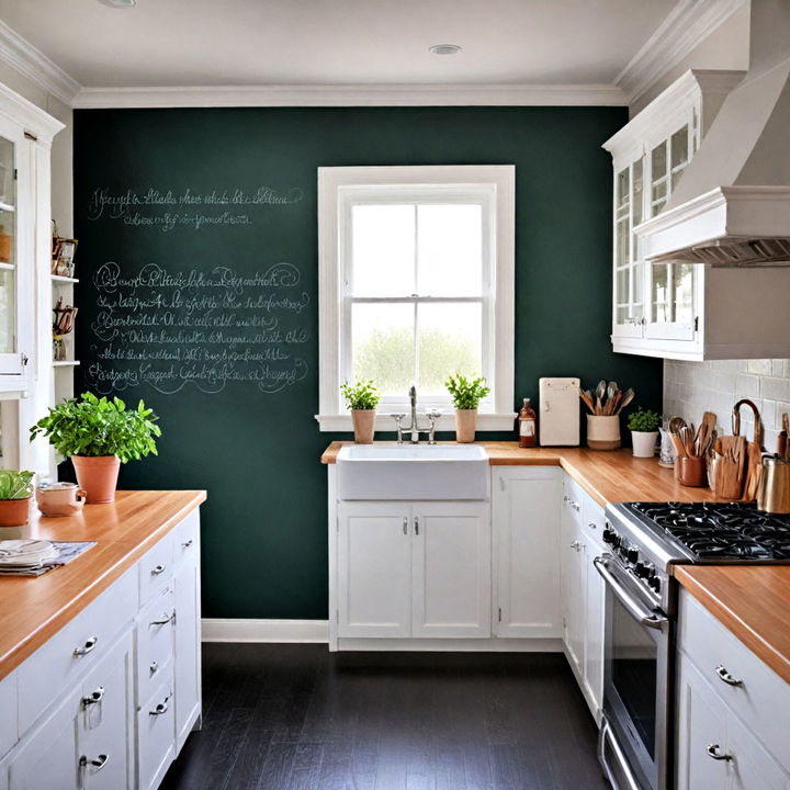 emerald green functional chalkboard wall