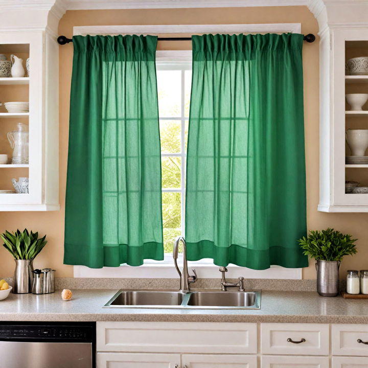 emerald green kitchen window curtains