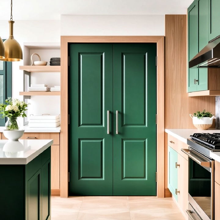 emerald green pantry doors for a subtle pop