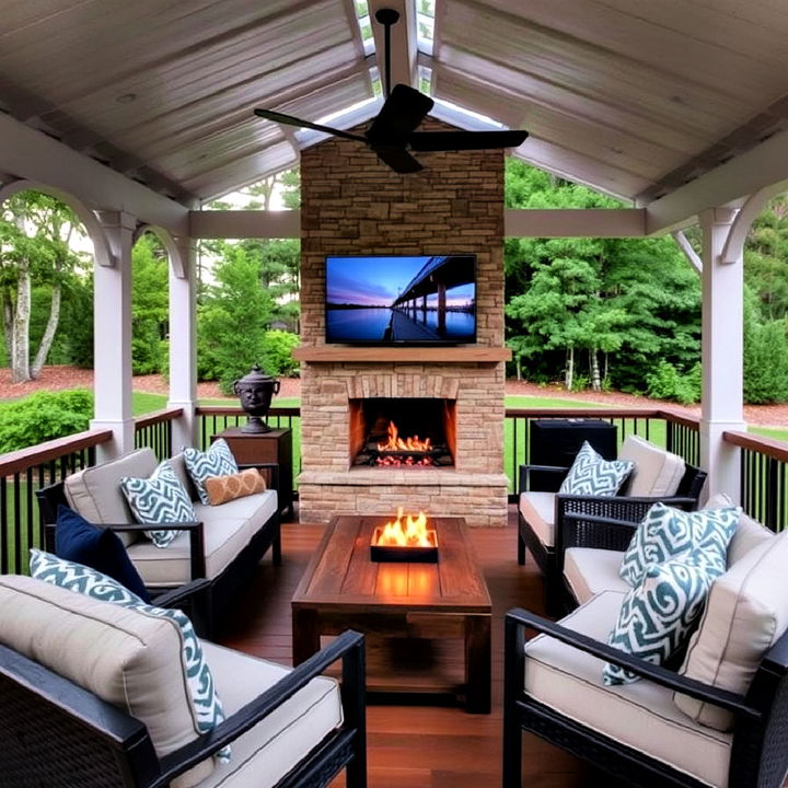 entertainer s dream deck with fireplace