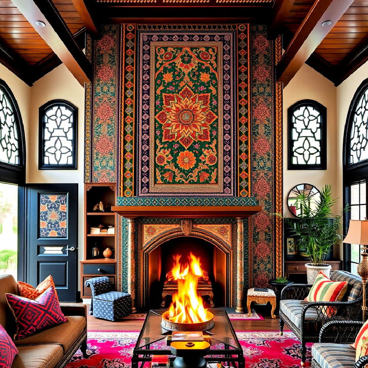 exotic moroccan inspired fireplace