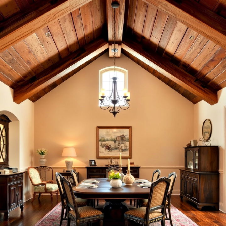 exposed wooden beams on the ceiling