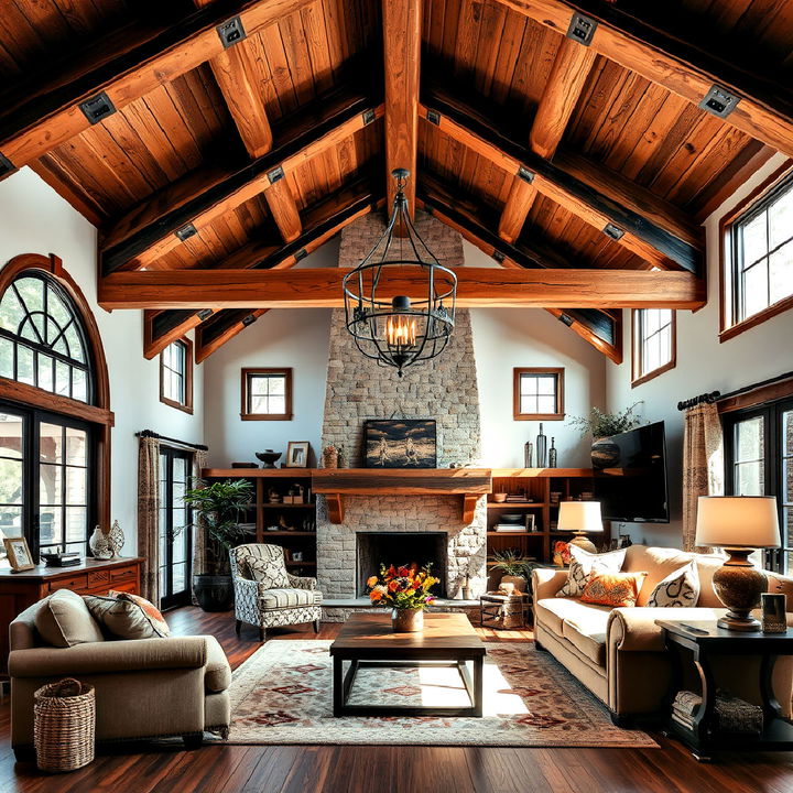 exposed wooden beams to add charm